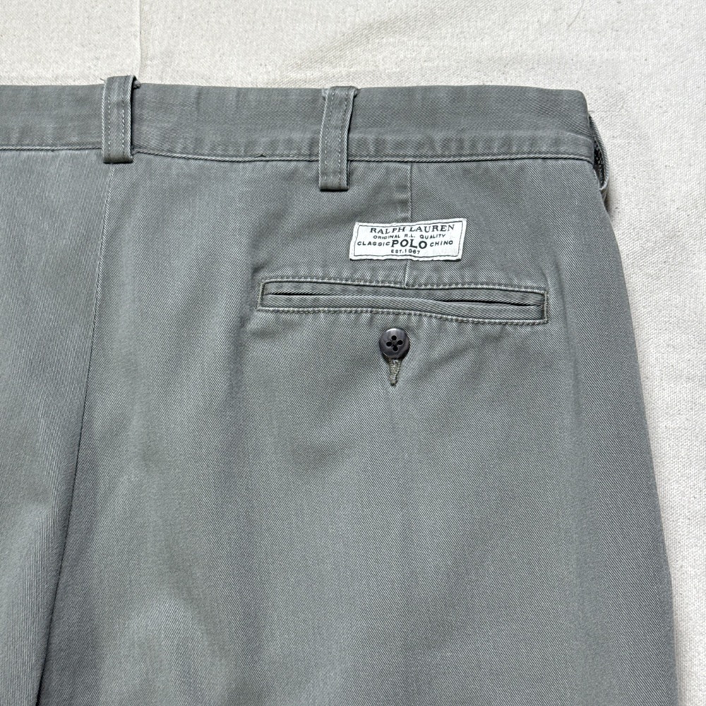 Vintage Polo Ralph Lauren Andrew Chino Pants Men 36x30 Olive Green Pleated RL